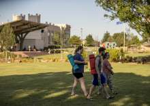 A group is just getting finished with their exercise class. Photo Credit: Shane Bevel