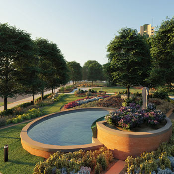 A fountain belonging to the Bartlesville Community Center, now part of Unity Square